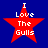 Four red star-shaped icons with white text "I Love The Gulls" on a blue background, arranged in two of two