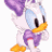 A pixelated cartoon duck character with purple hair and bow stands on the left side of a contact sheet, while green text reading "Original Icons .com" appears on a dark background to the right.