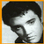 A pixelated black-and-white image of a person's face with an orange border, next to bold text reading "R.I.P. Elvis Presley" on a white background.