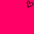A black pixelated heart symbol on a solid bright pink background.