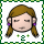 Pixelated avatar with brown braided hair, purple earrings, and closed eyes in first ; mouth opens to reveal red tongue in subsequent