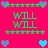 Pixelated icon with bright pink background, green text "WILL" repeated four times in two , and alternating blue/purple hearts on a horizontal line