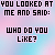 Pixelated text on a pastel gradient background with four distinct sections of dialogue.
