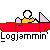 Animated sequence showing a character in yellow shirt and white hair interacting with red door, accompanied by text elements including "Logjammin'" and "Knock."