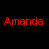 six red and black squares each displaying the name "Amanda" in pixelated text with varying color contrasts between background and foreground