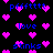 Pixelated blue text and pink hearts on black background, with 'pfffttt', 'love', and 'stinks' repeated across the image.