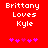 Red background with white pixelated text "Brittany Loves Kyle" and five pink asterisks below, where the third asterisk changes from solid to hollow between frames.