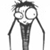 A black-and-white animated icon shows a character with large round eyes, spiky hair, and a long neck in three sequential poses: standing upright, leaning forward, and crouching.