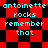Pixelated text 'antoinette rocks remember that' repeats on red and black checkered backgrounds with diamond patterns.