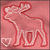 A 50x50 pixel animated buddy icon featuring a red-outlined moose-like animal with white fill, shown in two sequential frames where the left frame has a small heart and the right frame lacks it.