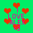 Green background with red heart shapes and pink text reading "I LOVE ALEX <3" in pixelated style.