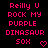 Pixelated text in bright pink on black background with heart symbol, displaying 'Reilly U ROCK MY PURPLE DINASAUR SOX' and a small heart icon.