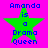 Green star with blue text 'Amanda is a Drama Queen' on bright pink background, displayed in four identical