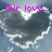 Two heart-shaped cloud formations with pink text reading 'Our love... It was meant to be' against a blue sky background.