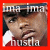 A 50x50 pixel animated buddy icon featuring a person with dark hair and red clothing, displayed in two frames showing text color changes from white to red.
