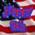 Animated text displays 'Happy 4th of July' over a blurred American flag background with red, white, and blue colors.