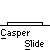 Animated pixel character in yellow shirt and blue pants slides across gray background with repeated 'Casper Slide' text below.