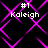 A black background with a repeating pattern of bright pink diamond-shaped lines forming a , overlaid with white text reading "#1 Kaleigh" in four corners