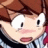 Pixelated anime-style character face on left with black background and white text on right, part of a 2-frame contact sheet.