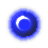 Two blue circular icons with gradient shading and white highlights, one larger with soft edges, the other smaller with sharp edges and a black segment.