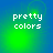 Four identical display 'pretty colors' text over a blue-green gradient background with subtle light effects