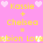 Pixelated pink background with yellow text and heart symbols arranged in two identical vertical