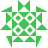 Green and white pixelated geometric pattern with four circular motifs arranged in a square, surrounded by triangular shapes forming a symmetrical border.
