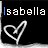 nine shows the name 'Isabella' with varying letter colors above a white heart outline on black background