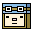 Four pixel-art show a character's face with changing features: eyes shift from squares to lines, mouth changes from horizontal line to stacked rectangles, and background elements remain consistent