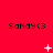 Red background with repeated 'Sandy<3' text and changing white pixel symbols across three