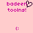 Pixelated pink background with magenta text 'badeen toolns!' and a black heart symbol, two identical static frames side-by-side.