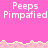 Pixelated text 'Peeps' and 'Pimpafied' on a pink background with a yellow and pink decorative border.