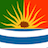 Static pixel art icon depicting a stylized sunburst over water with green and red background sections, rendered in low-resolution 256x256 pixels.