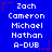 Blue background with white text listing names and 'A-DUB' in a pattern, surrounded by red and purple star-shaped pixel decorations