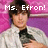 Pixelated image of a person with dark hair wearing a white jacket over a dark shirt, set against a pink and purple gradient background with text reading "Ms. Efron!" in white block letters.