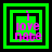 Four green square frames with black borders contain pink text reading 'i love nate' in pixelated font, arranged in a