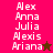 A static image displays a of names with two distinct background colors and star symbols
