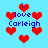 Pixelated blue background with red heart shapes and blue text reading "i love Carleigh" in multiple arrangements.