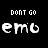 Pixelated white text on black background reads 'DONT GO' above 'em6' with visible pixelation and noise.