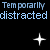 Pixelated text and star symbols on a black background with partial gray rectangle, animated by light effects.