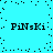 Pixelated cyan background with black text 'PiNsKi' repeated four times in a , surrounded by scattered black dots forming a border