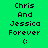 Green background with black pixelated text reading 'Chris And Jessica Forever :(' in three , alternating pink and green horizontal bands across the image