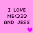 Pixelated text on pink background with two heart symbols, each heart changing position across frames.