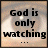 A 4-frame animated contact sheet showing a pixelated eye background with sequential text panels forming a meme about God watching porn and men going to hell.