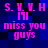 Pixelated text in bright pink on a blue and black checkered background, repeating 'S. V. V. H', '171', 'miss you', 'guys' in a