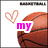 A static image with four distinct sections showing sports-related text and icons including a basketball, volleyball, soccer ball, and heart symbols.