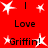 Red background with white starbursts and black text reading 'Love' and 'Griffin!' in a pattern