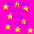 Bright pink background with scattered yellow stars and repeated blue text reading "ALLYSON NICOLE VITO =) <333" in pixelated font.