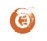 Pixelated orange-brown spiral icon on white background with subtle light blue and pink gradient edges.