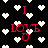 Black background with white pixelated hearts and red text "I LOVE U" in a repeating pattern.